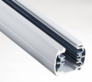 White rounded 4-wire rail profile, cut end showing the conductors